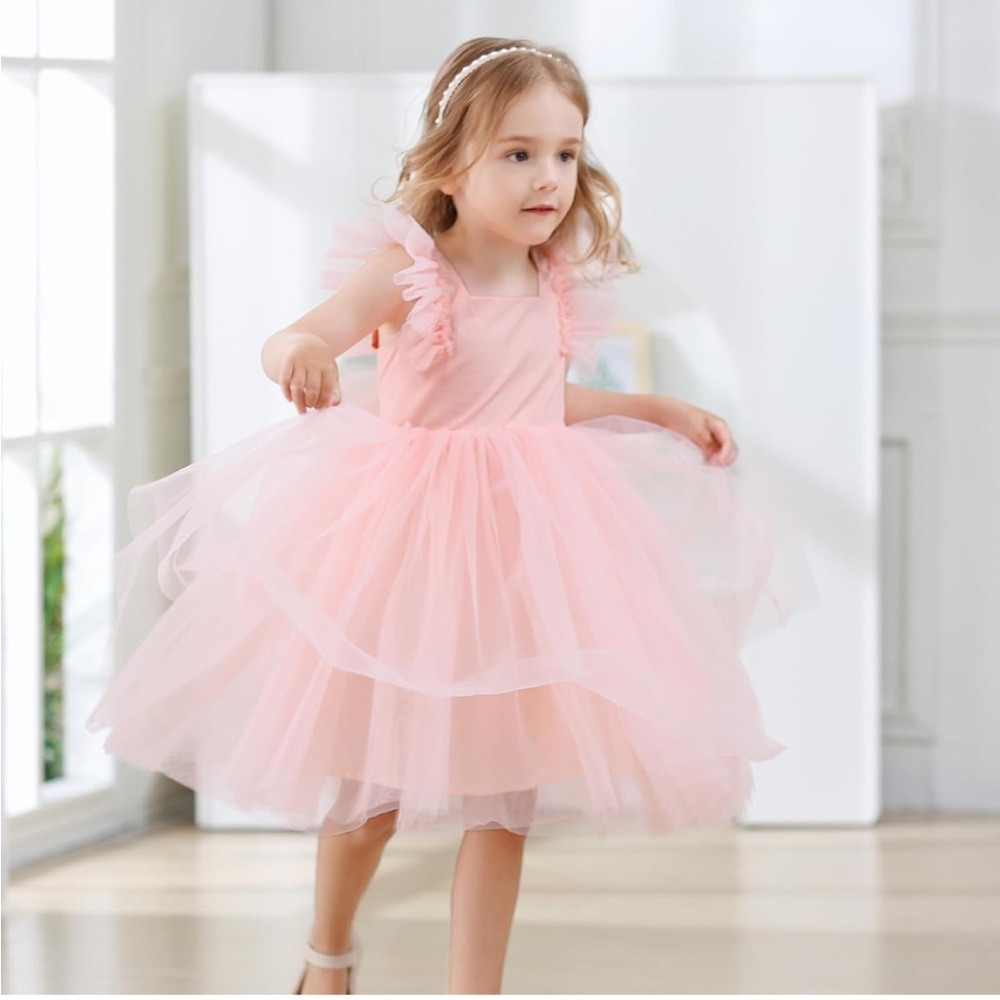 Girl’s Pink Ruffled Tulle Party Dress Size 5/6 Y, 120 cm - Picture 13 of 13